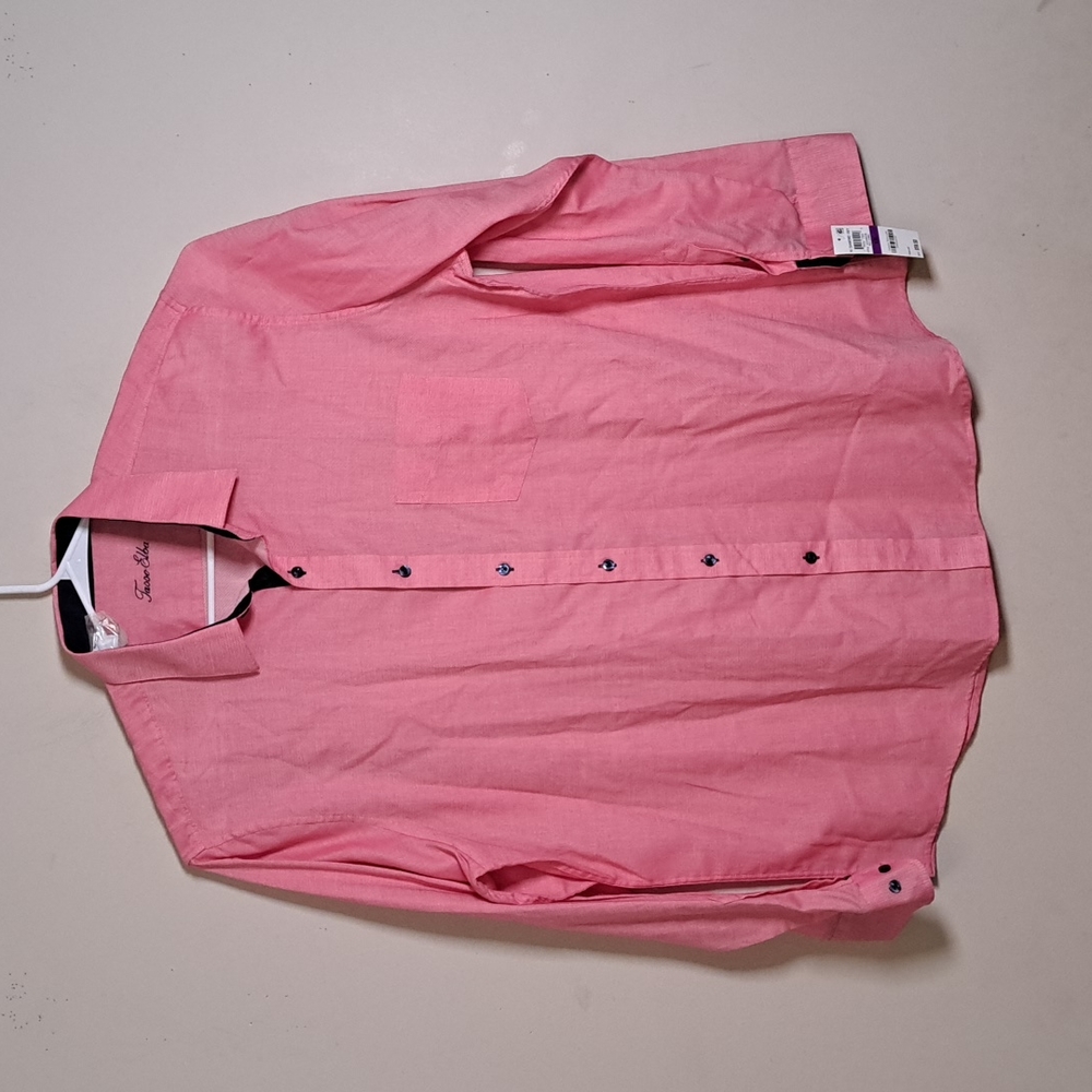 Tasso Elba Men's Regular Fit Dress Shirt Red Combo - Picture 3 of 10